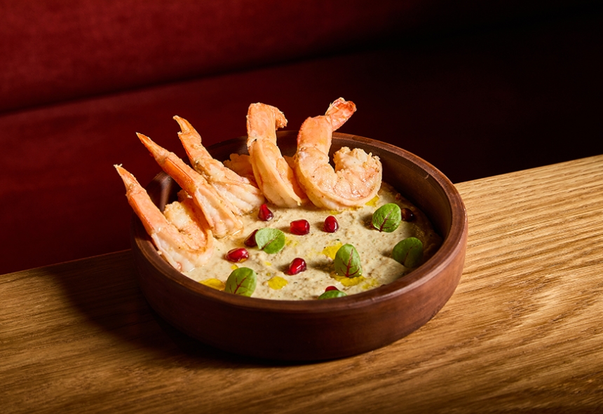 Креветки с соусом баже из кешью