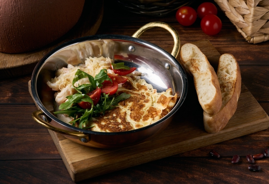 Омлет с кальмаром и креветкой